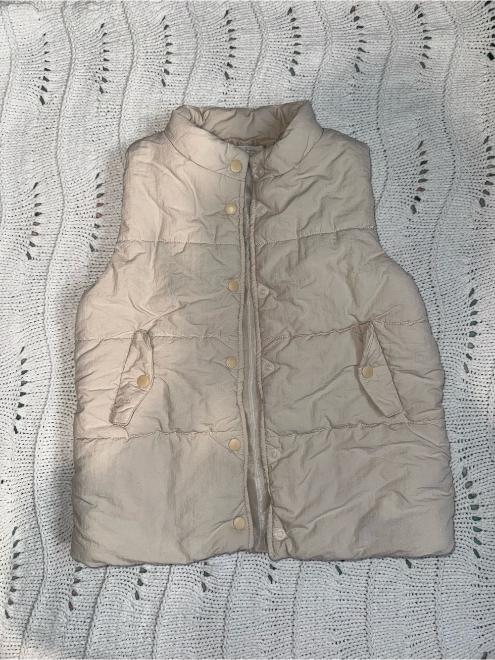Jessica Simpson Cream Quilted Puffer Vest